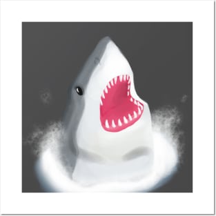 Shark face Posters and Art